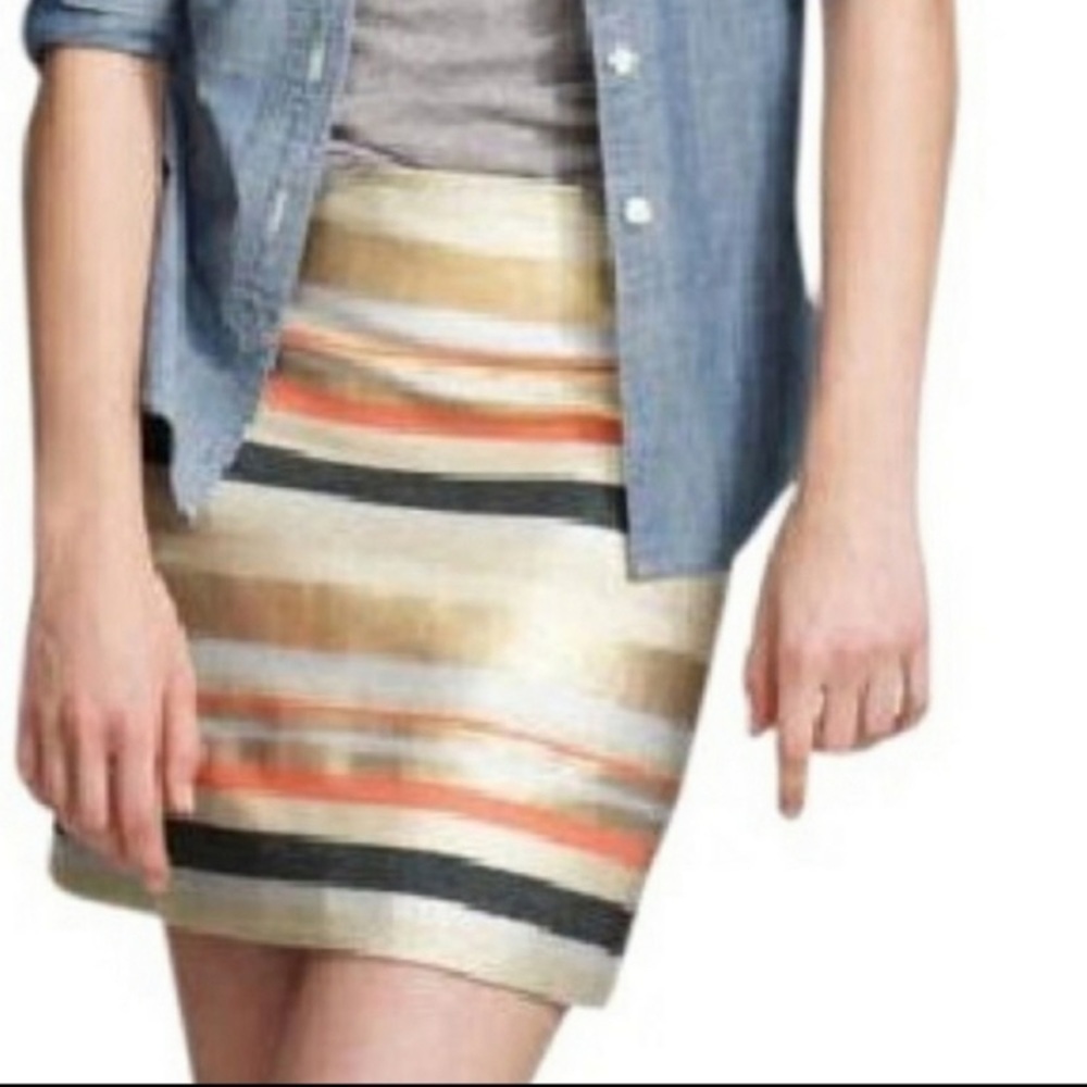 J. Crew Factory Striped Mini Skirt - Gold, Orange, Black